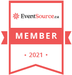 EventSource.ca membership badge for the year 2021, featuring a red ribbon design with a snowflake symbol.
